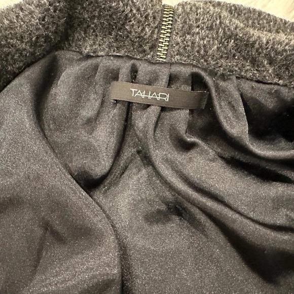 TAHARI Charcoal Wool Blend Asymmetrical women’s Coat Jacket Size:M - Picture 4 of 5
